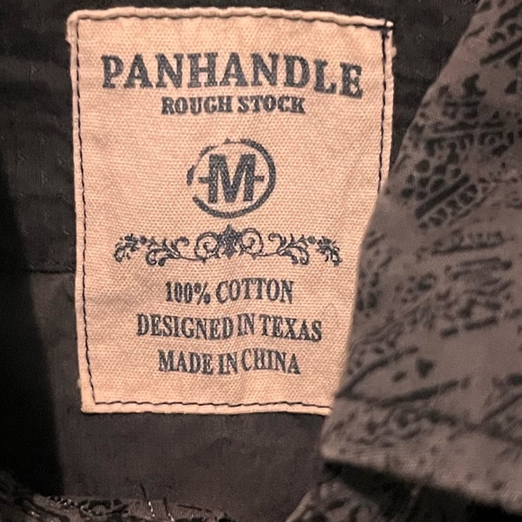 Panhandle Slim -Men’s Medium -Grey & Black Pearl Snap Western Shirt -100% Cotton - Picture 7 of 13